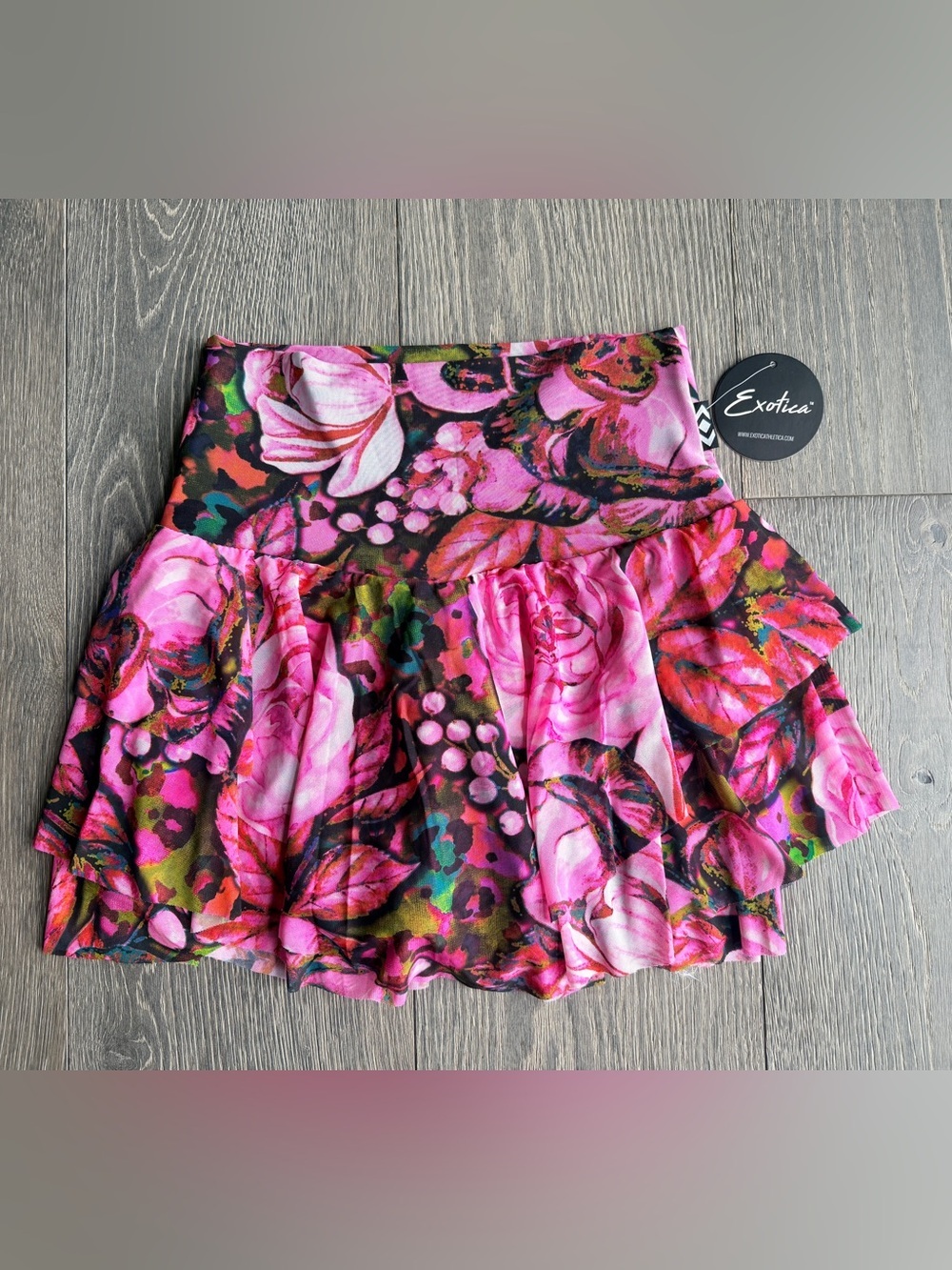 Exotica ExoticAthletica Bloom Bloom Net High Waisted Ruffle Skort Size Large